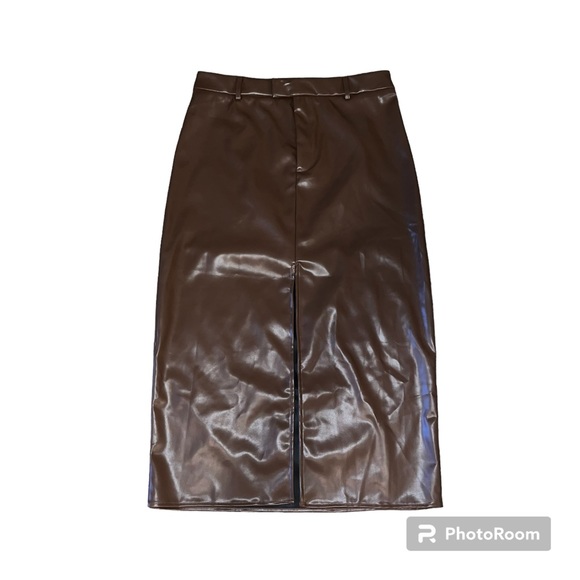 Cider Dresses & Skirts - Cider XL women’s brown pleather skirt with slit